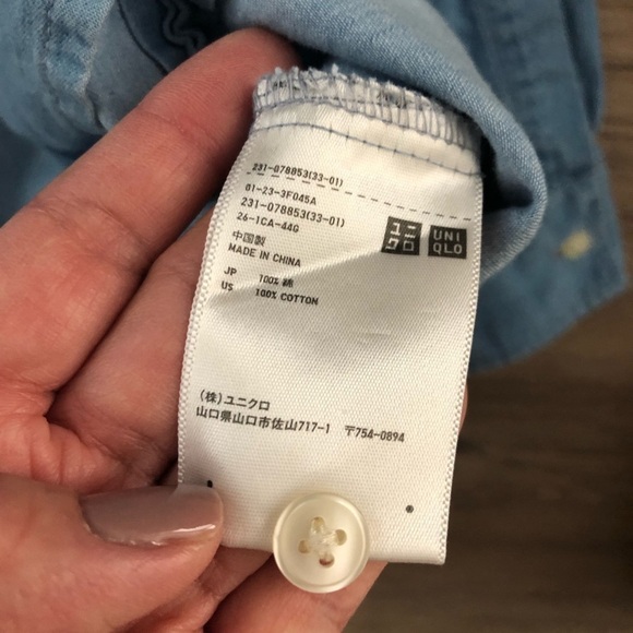 UNIQLO Chambray half button down long sleeve dress size medium - Picture 7 of 7